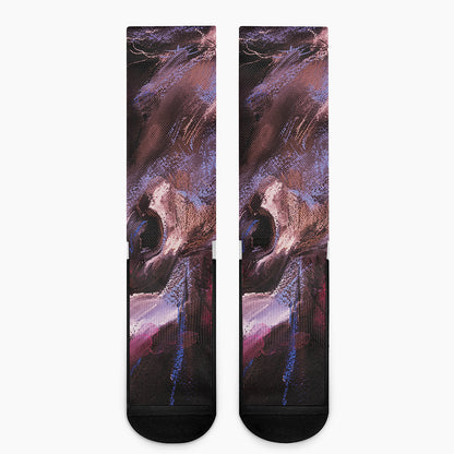 Dark Pink Horse Painting Print Crew Socks