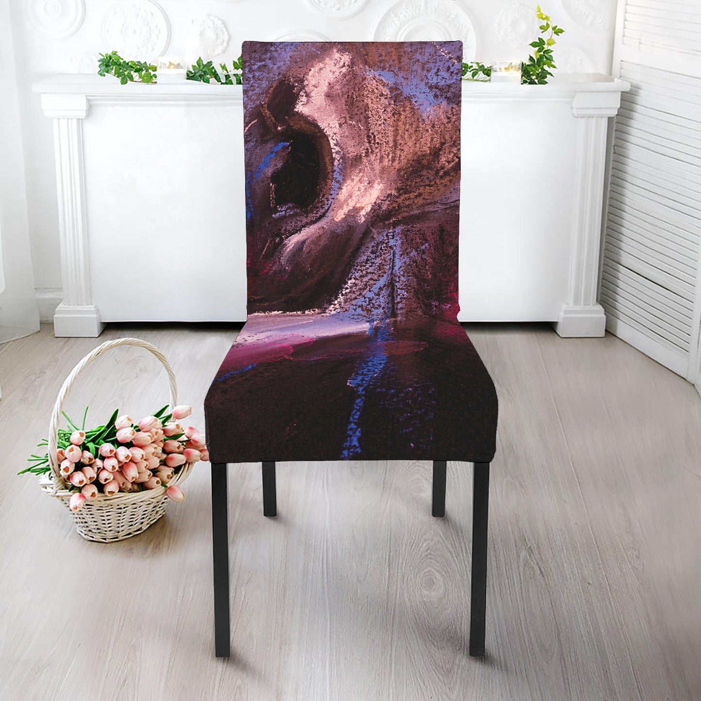 Dark Pink Horse Painting Print Dining Chair Slipcover