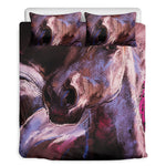 Dark Pink Horse Painting Print Duvet Cover Bedding Set
