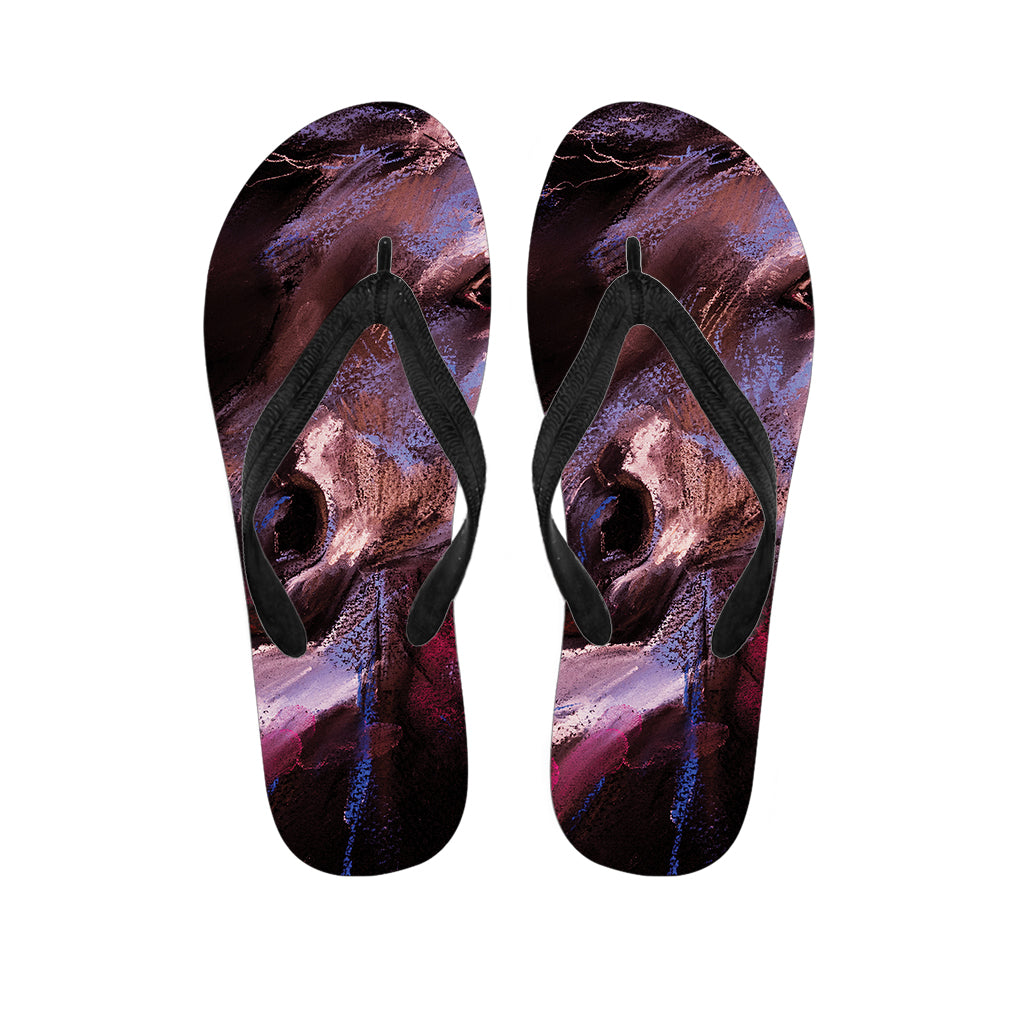 Dark Pink Horse Painting Print Flip Flops