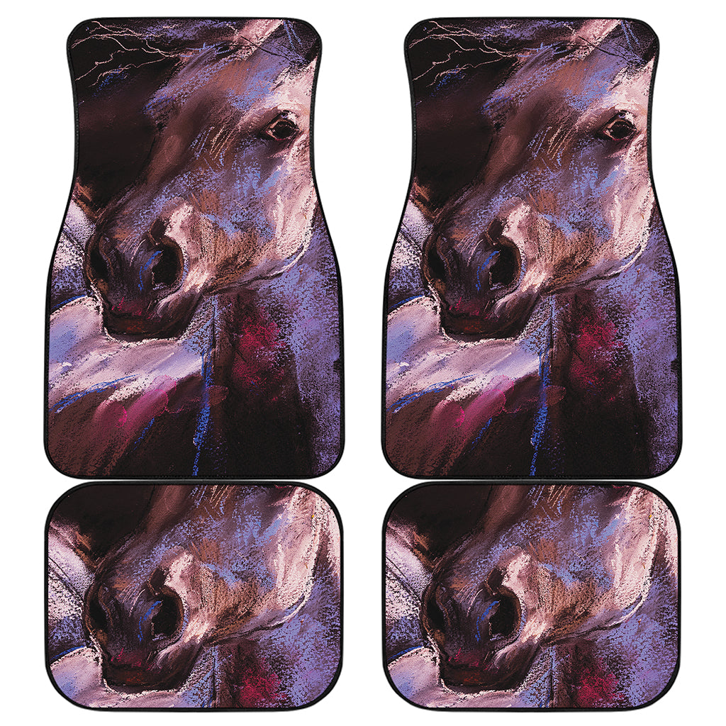 Dark Pink Horse Painting Print Front and Back Car Floor Mats