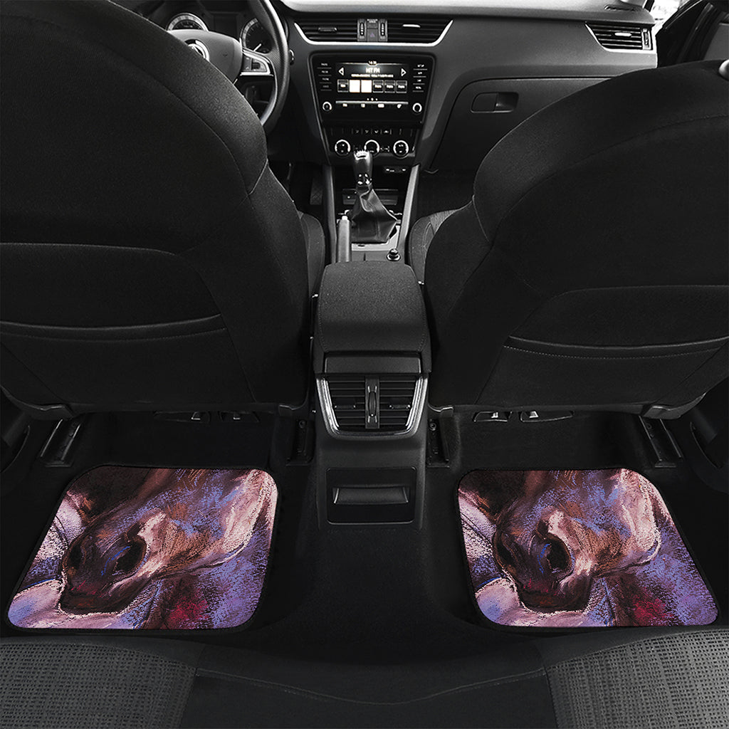 Dark Pink Horse Painting Print Front and Back Car Floor Mats