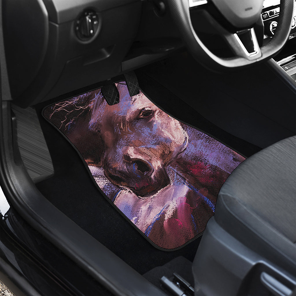 Dark Pink Horse Painting Print Front and Back Car Floor Mats