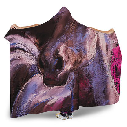 Dark Pink Horse Painting Print Hooded Blanket
