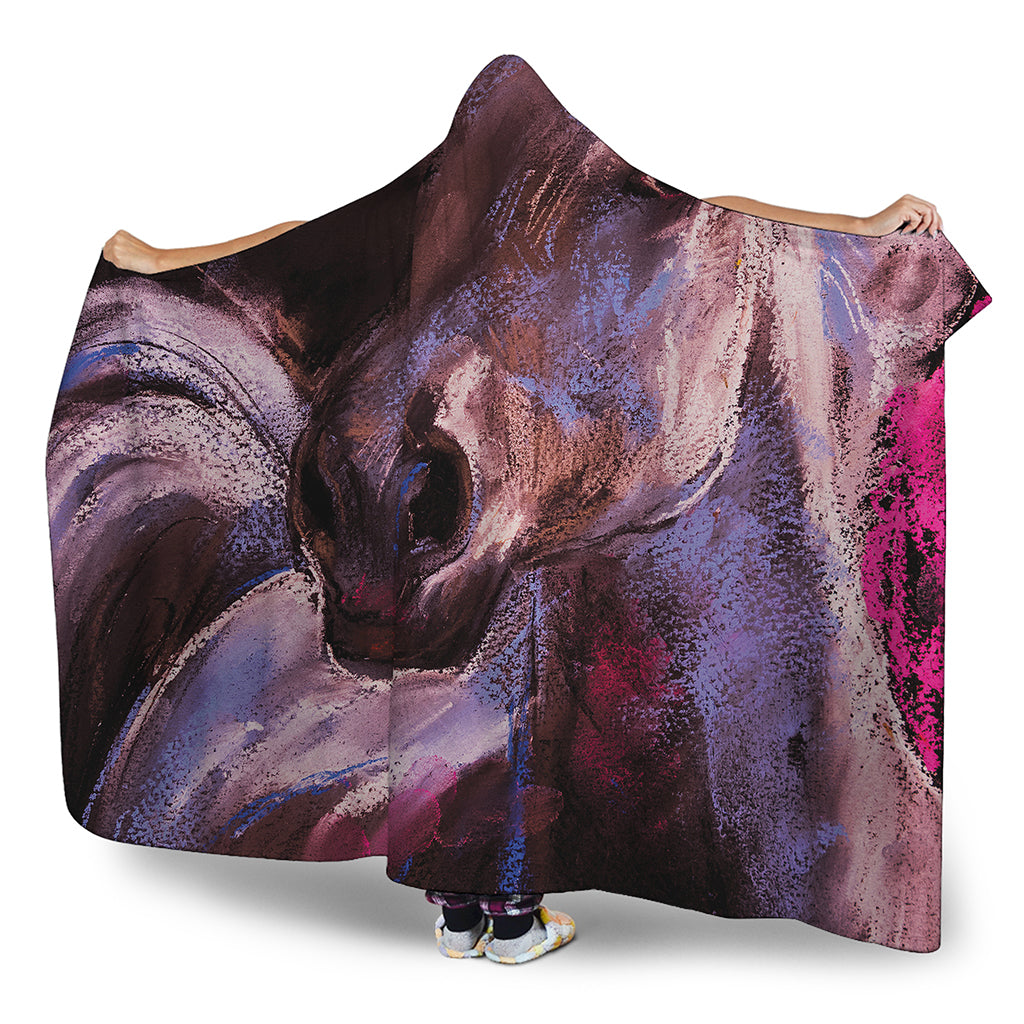 Dark Pink Horse Painting Print Hooded Blanket