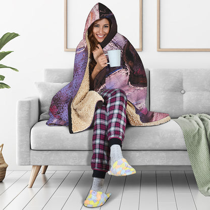 Dark Pink Horse Painting Print Hooded Blanket