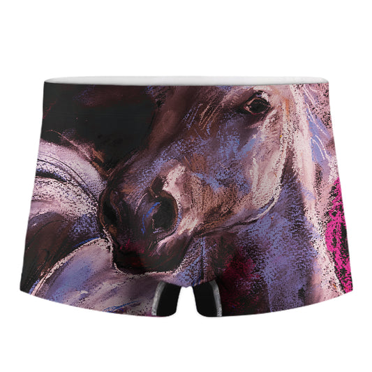 Dark Pink Horse Painting Print Men's Boxer Briefs