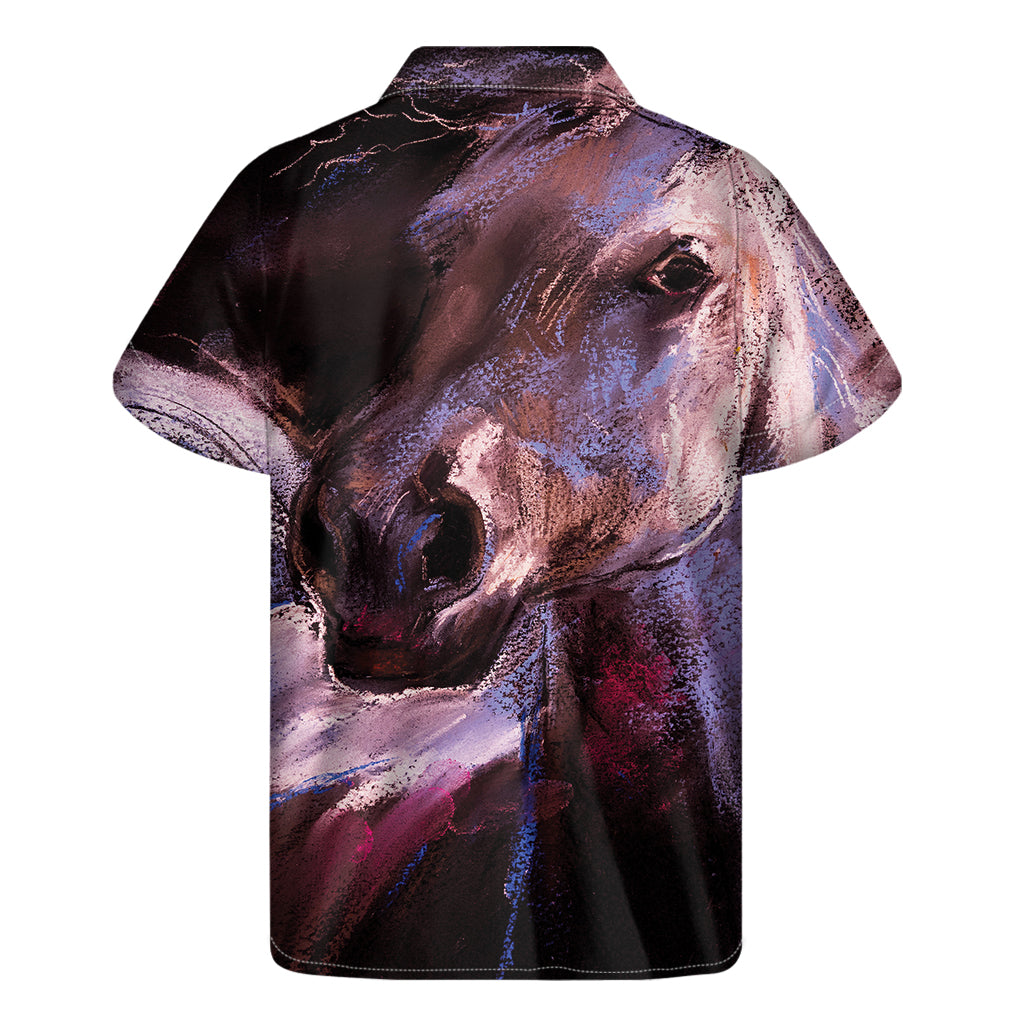 Dark Pink Horse Painting Print Men's Short Sleeve Shirt