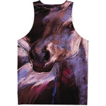 Dark Pink Horse Painting Print Men's Tank Top