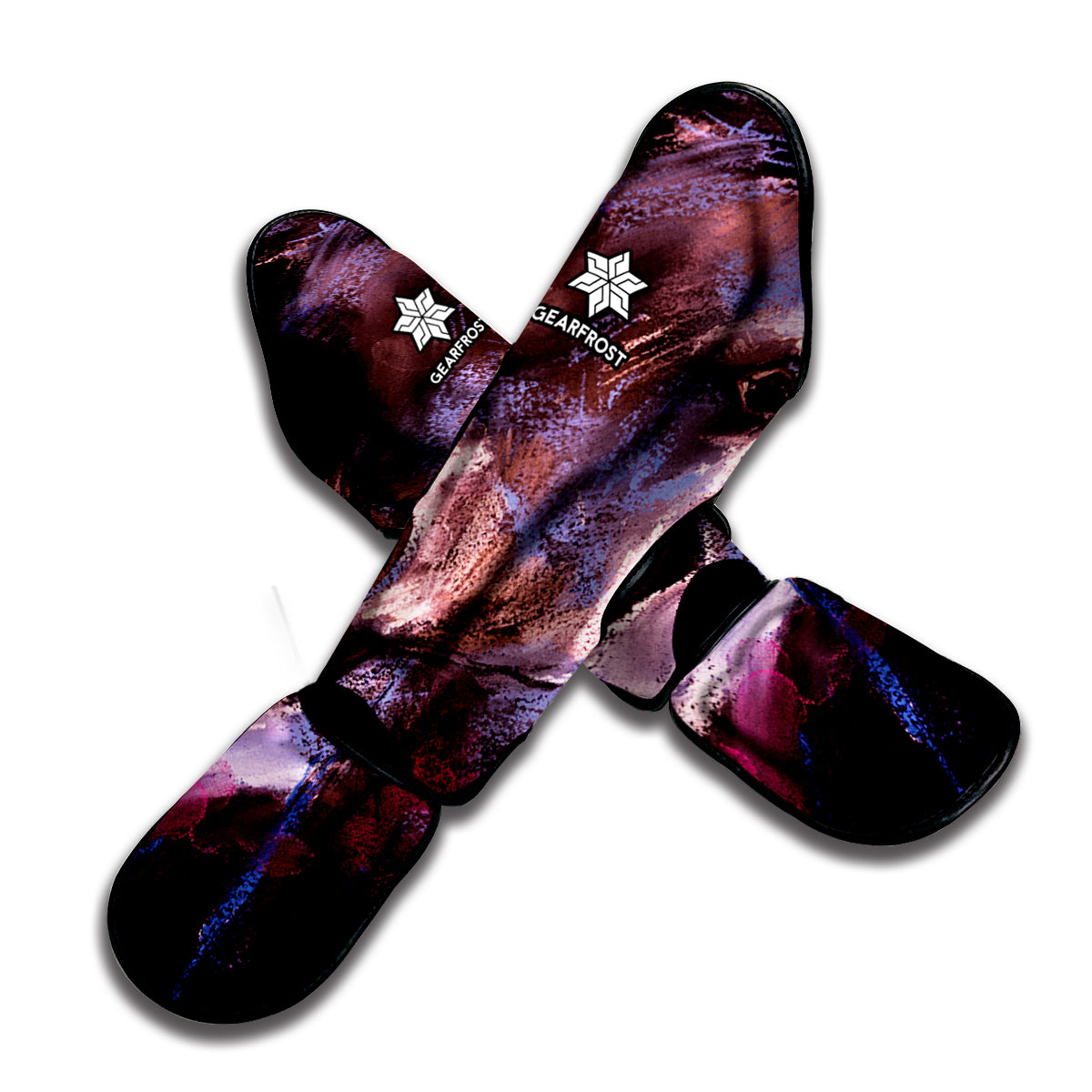 Dark Pink Horse Painting Print Muay Thai Shin Guard