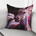 Dark Pink Horse Painting Print Pillow Cover