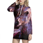 Dark Pink Horse Painting Print Pullover Hoodie Dress
