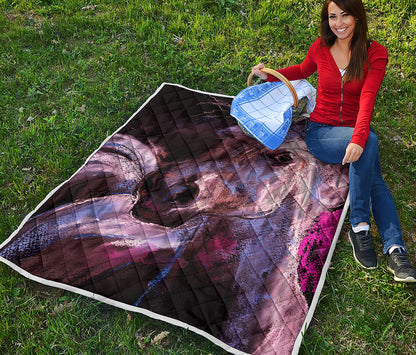 Dark Pink Horse Painting Print Quilt