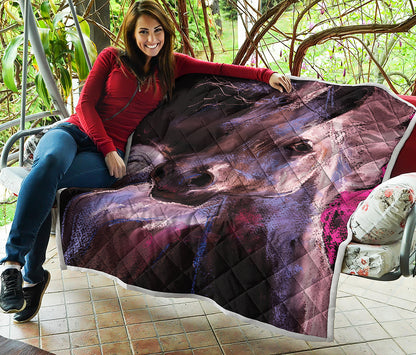 Dark Pink Horse Painting Print Quilt