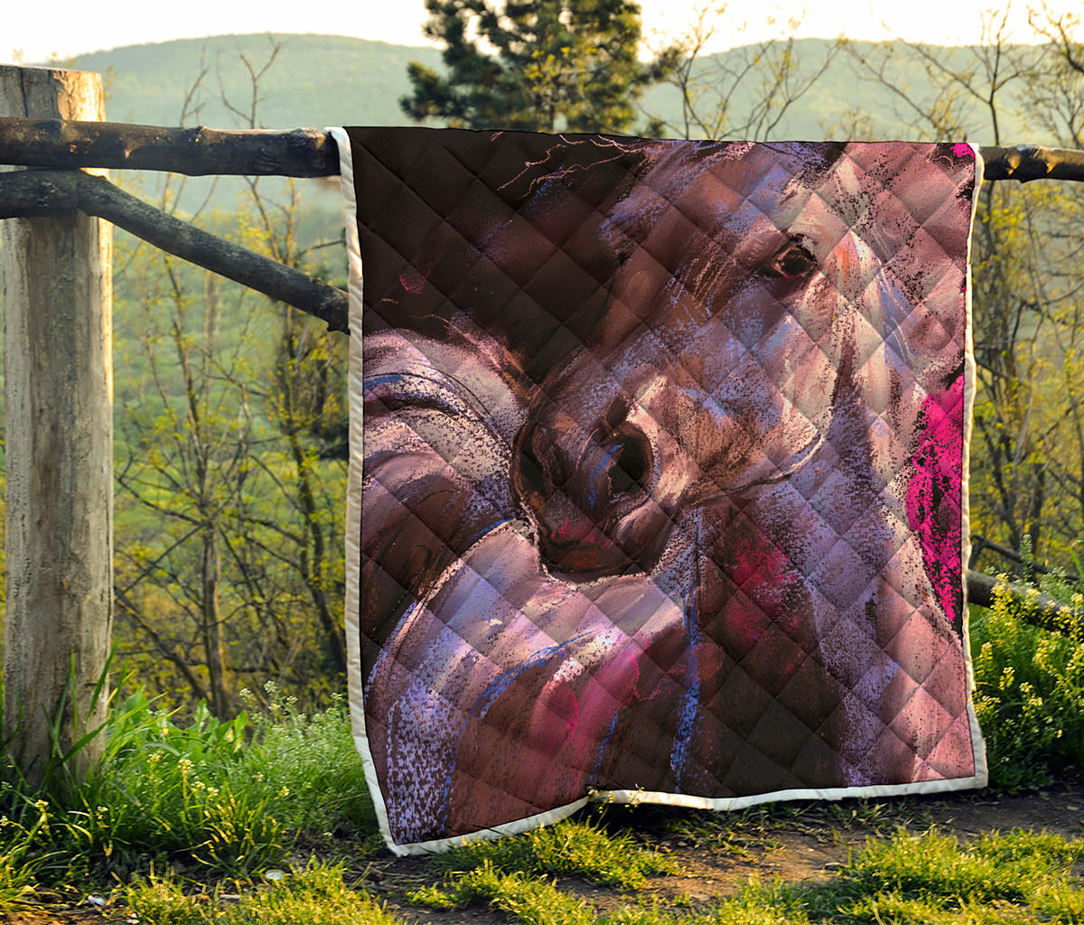 Dark Pink Horse Painting Print Quilt