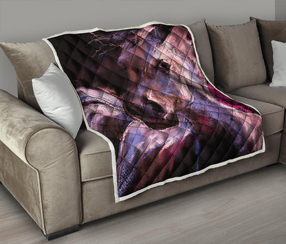 Dark Pink Horse Painting Print Quilt