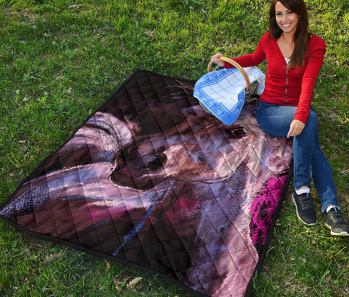 Dark Pink Horse Painting Print Quilt