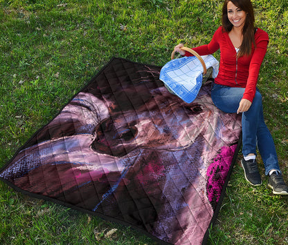 Dark Pink Horse Painting Print Quilt