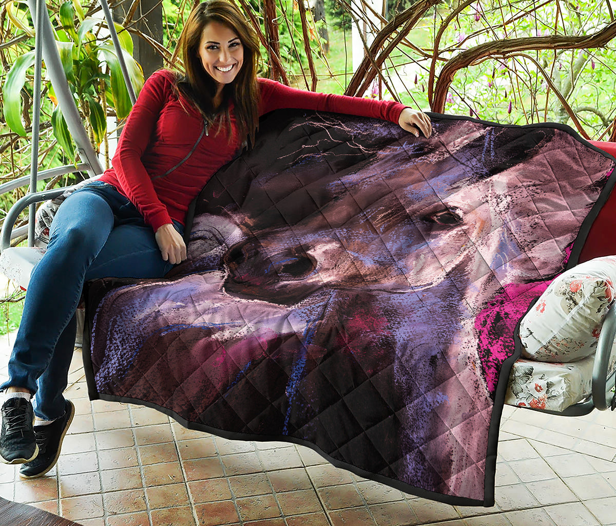 Dark Pink Horse Painting Print Quilt