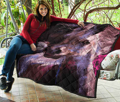 Dark Pink Horse Painting Print Quilt