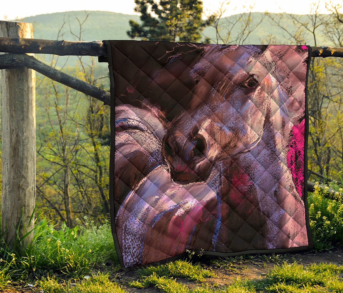 Dark Pink Horse Painting Print Quilt