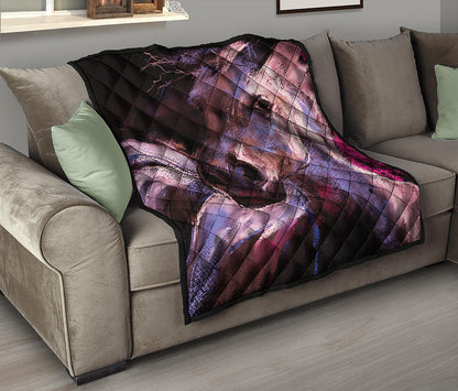 Dark Pink Horse Painting Print Quilt