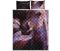 Dark Pink Horse Painting Print Quilt Bed Set