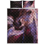 Dark Pink Horse Painting Print Quilt Bed Set