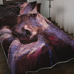 Dark Pink Horse Painting Print Quilt Bed Set