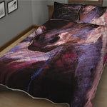 Dark Pink Horse Painting Print Quilt Bed Set