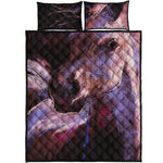 Dark Pink Horse Painting Print Quilt Bed Set
