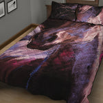 Dark Pink Horse Painting Print Quilt Bed Set