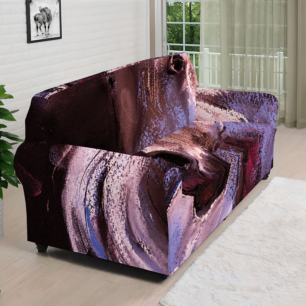 Dark Pink Horse Painting Print Sofa Cover