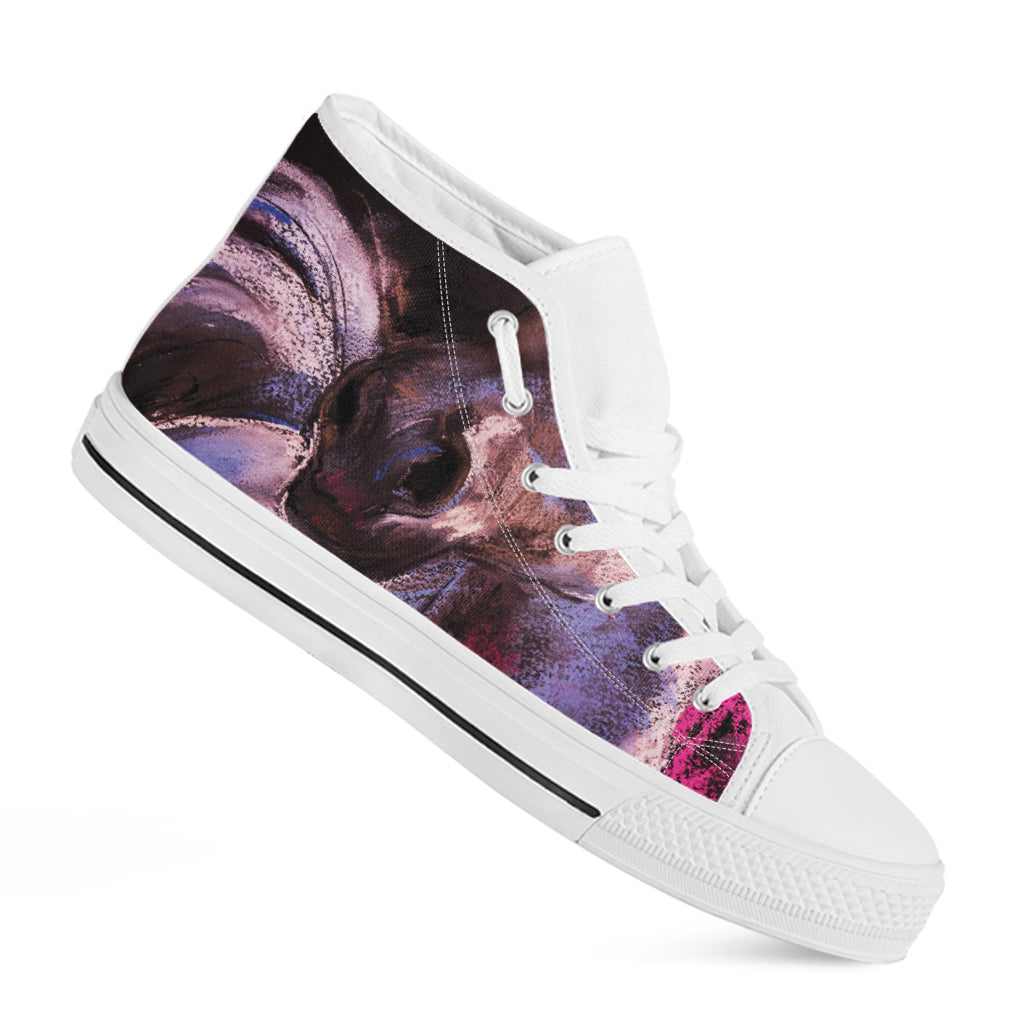Dark Pink Horse Painting Print White High Top Shoes