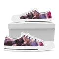 Dark Pink Horse Painting Print White Low Top Sneakers