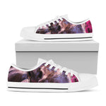 Dark Pink Horse Painting Print White Low Top Shoes