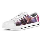 Dark Pink Horse Painting Print White Low Top Shoes