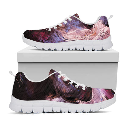 Dark Pink Horse Painting Print White Sneakers