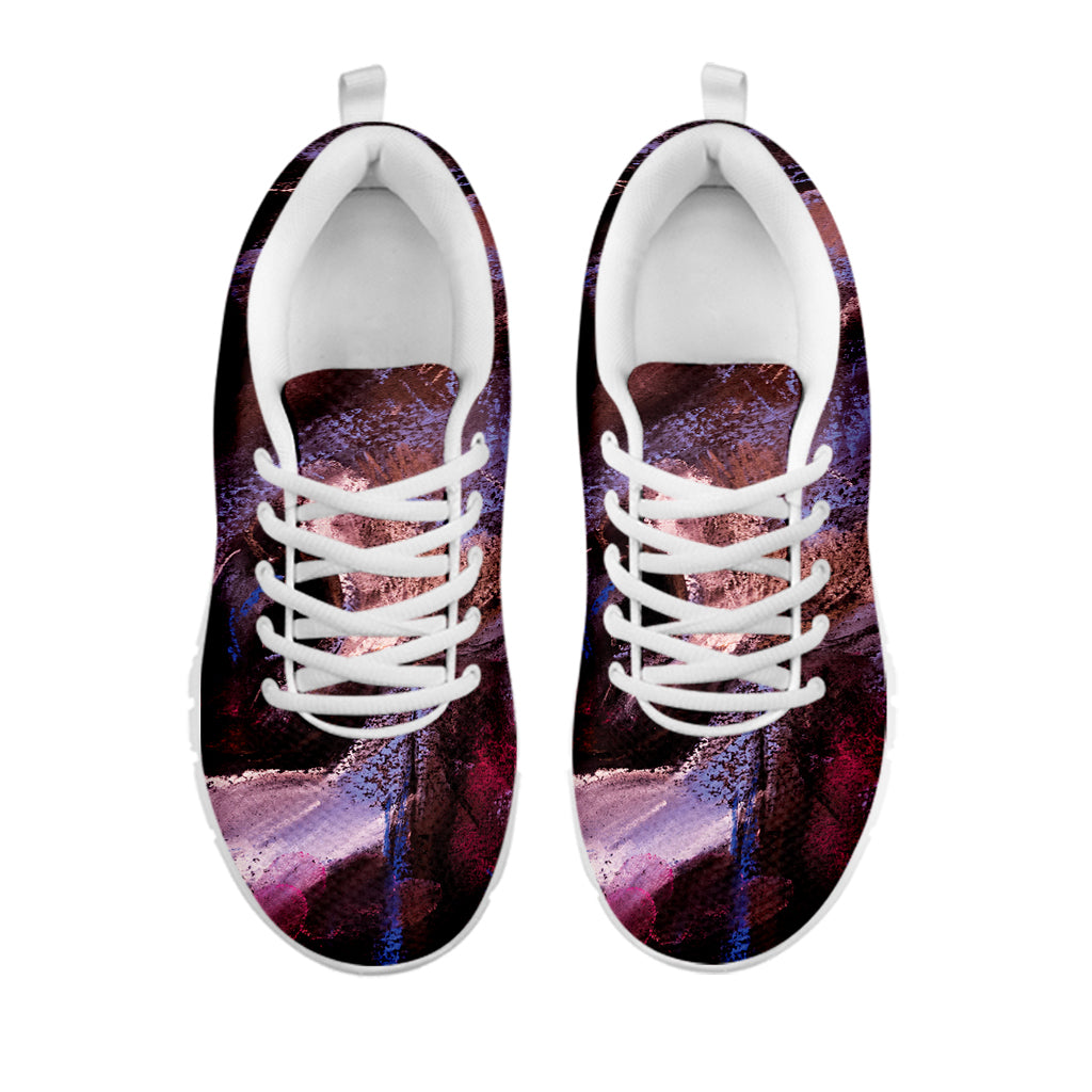 Dark Pink Horse Painting Print White Sneakers
