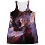 Dark Pink Horse Painting Print Women's Racerback Tank Top