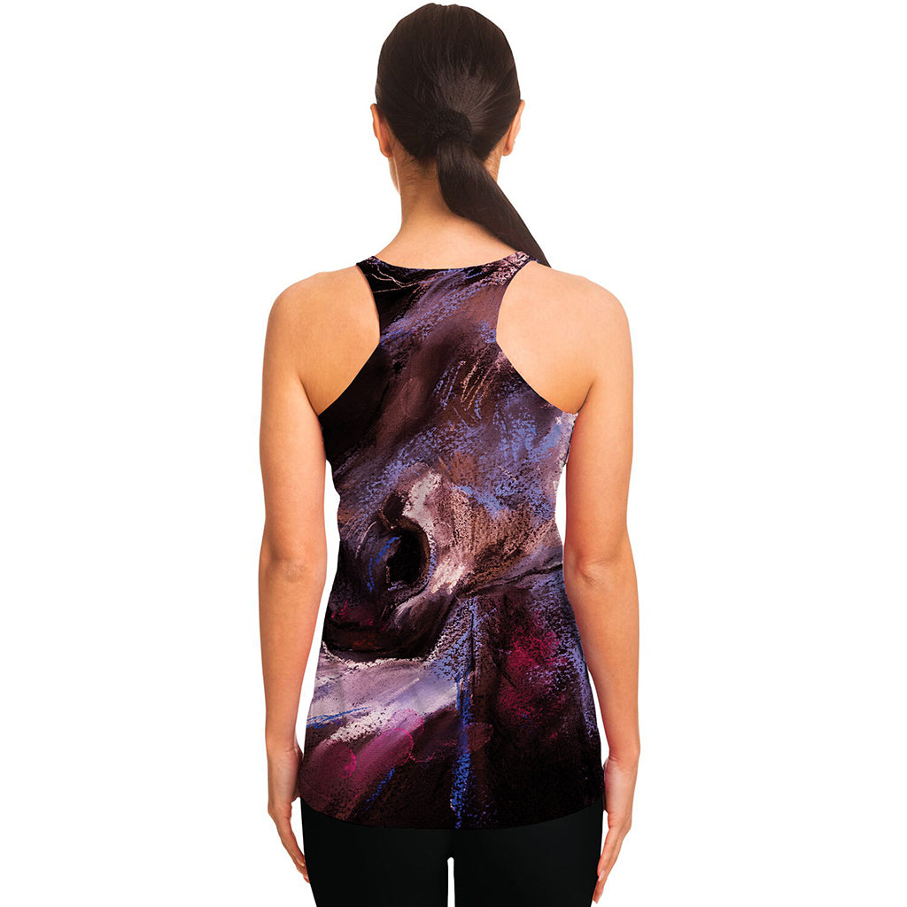 Dark Pink Horse Painting Print Women's Racerback Tank Top