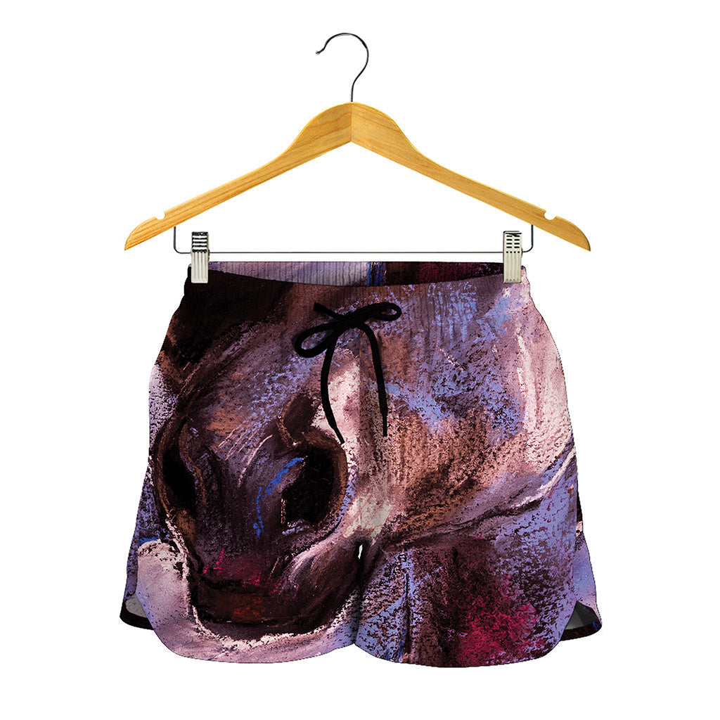 Dark Pink Horse Painting Print Women's Shorts