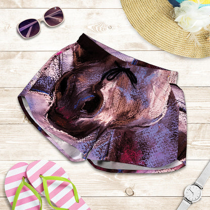 Dark Pink Horse Painting Print Women's Shorts