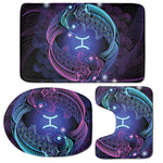 Dark Pisces Zodiac Sign Print 3 Piece Bath Mat Set