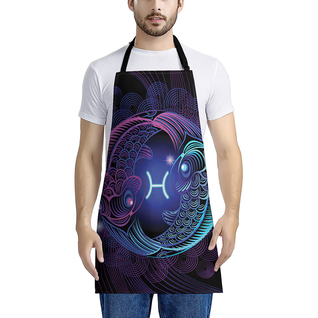 Dark Pisces Zodiac Sign Print Apron