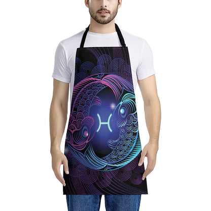 Dark Pisces Zodiac Sign Print Apron