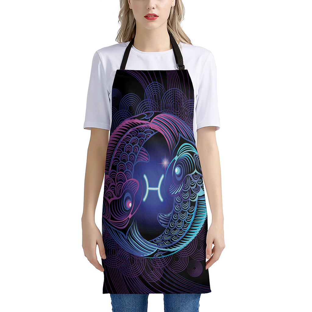 Dark Pisces Zodiac Sign Print Apron
