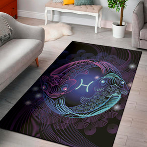 Dark Pisces Zodiac Sign Print Area Rug