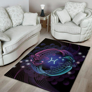 Dark Pisces Zodiac Sign Print Area Rug