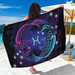 Dark Pisces Zodiac Sign Print Beach Sarong Wrap